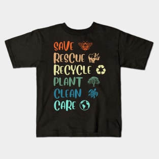 Save Bees Rescue Animals Recycle Plastic Earth Day April 22 Kids T-Shirt